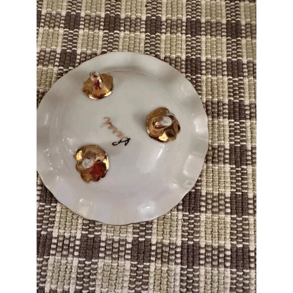 Vintage Rare Yellow Rose design Porcelain Footed Dish Sarah small trinket - Picture 6 of 8